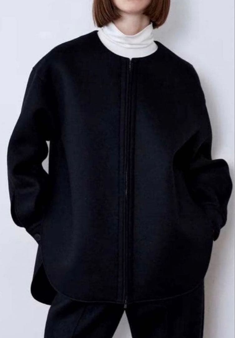 LE PHIL ルフィル ウールジャージーボンディングジャケットノーカラーコート