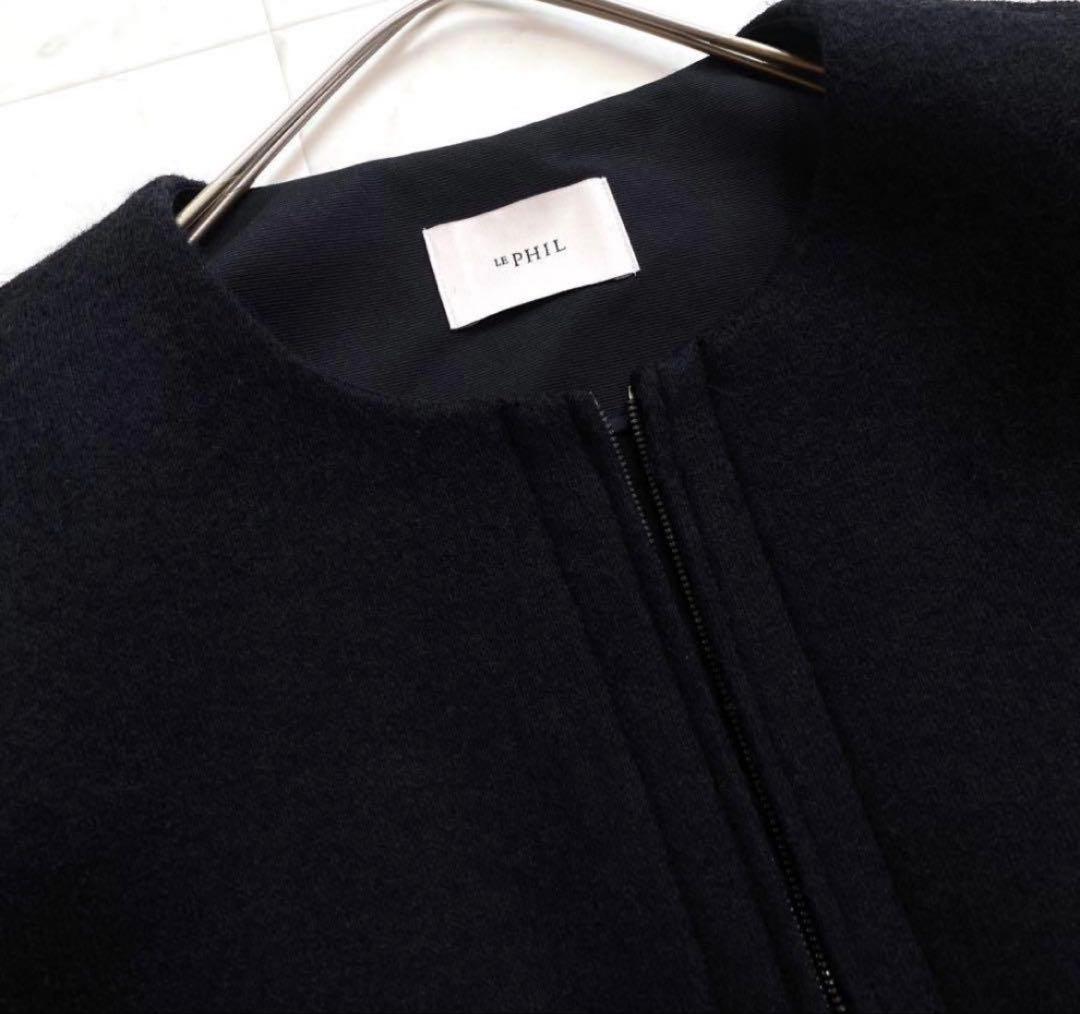 LE PHIL ルフィル ウールジャージーボンディングジャケットノーカラーコート