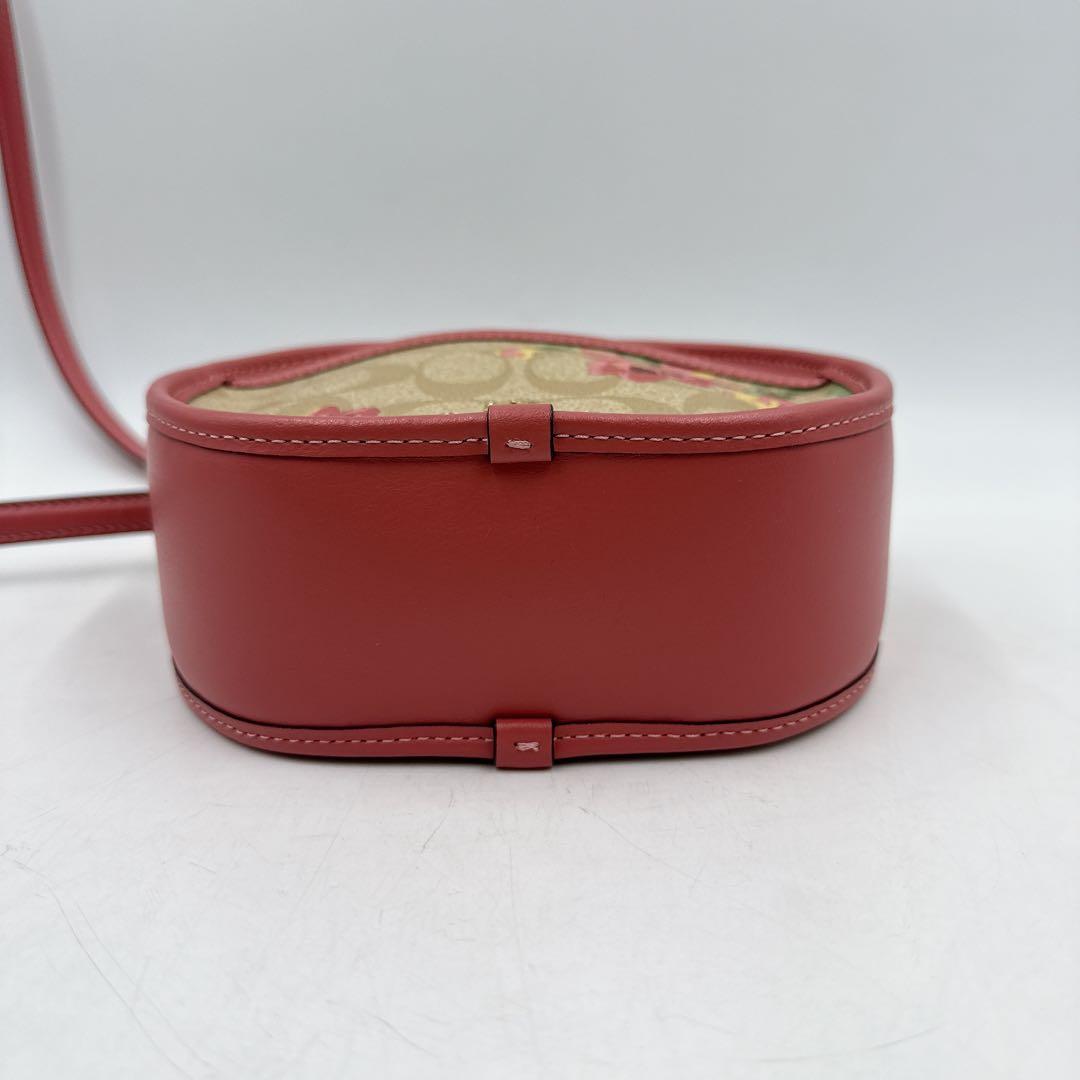【極美品】coach コーチ ショルダーバッグ 丸型 花柄 ピンク PVC