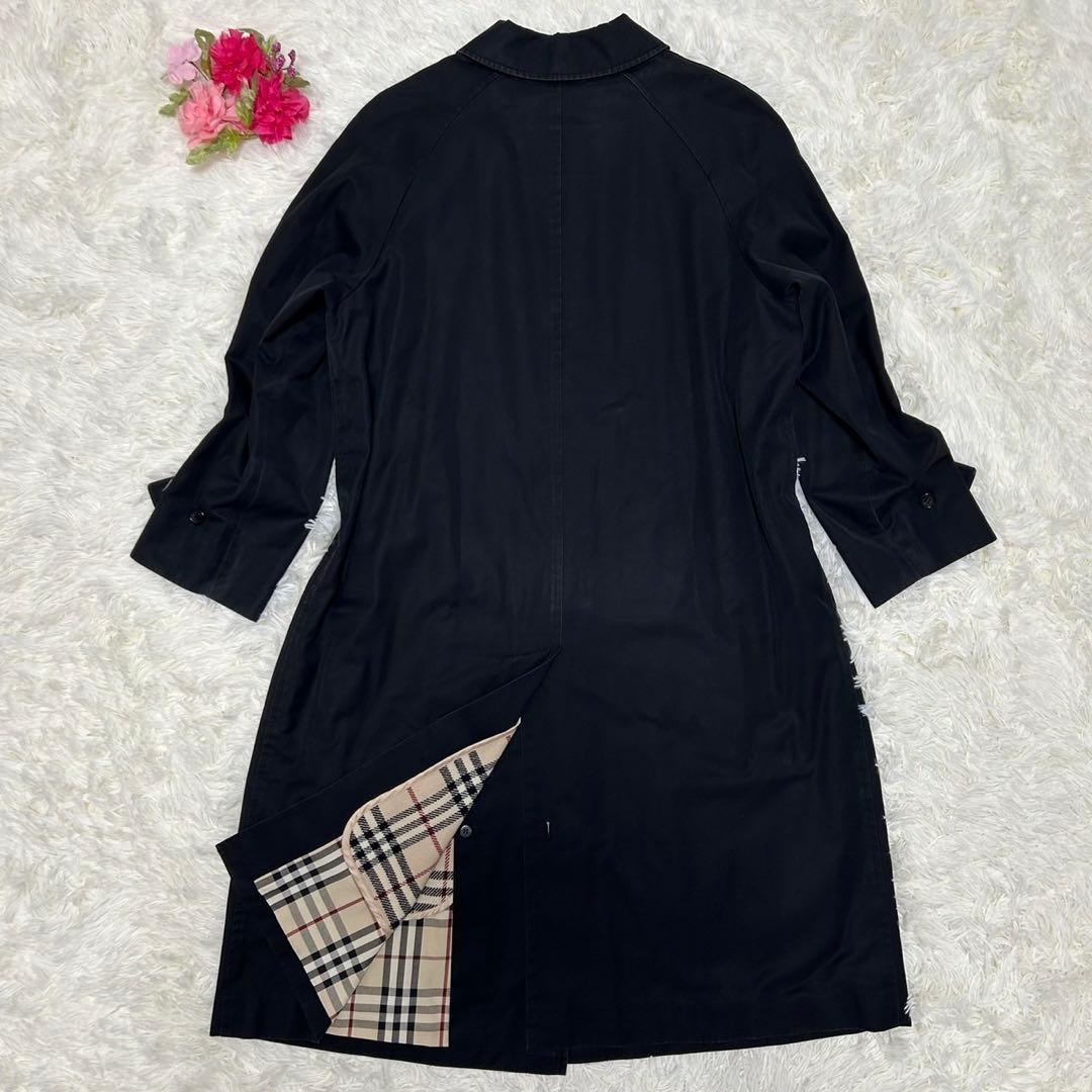【美品/LL】バーバリー ロンドン ステンカラーコート ライナー付き 黒 ノバ