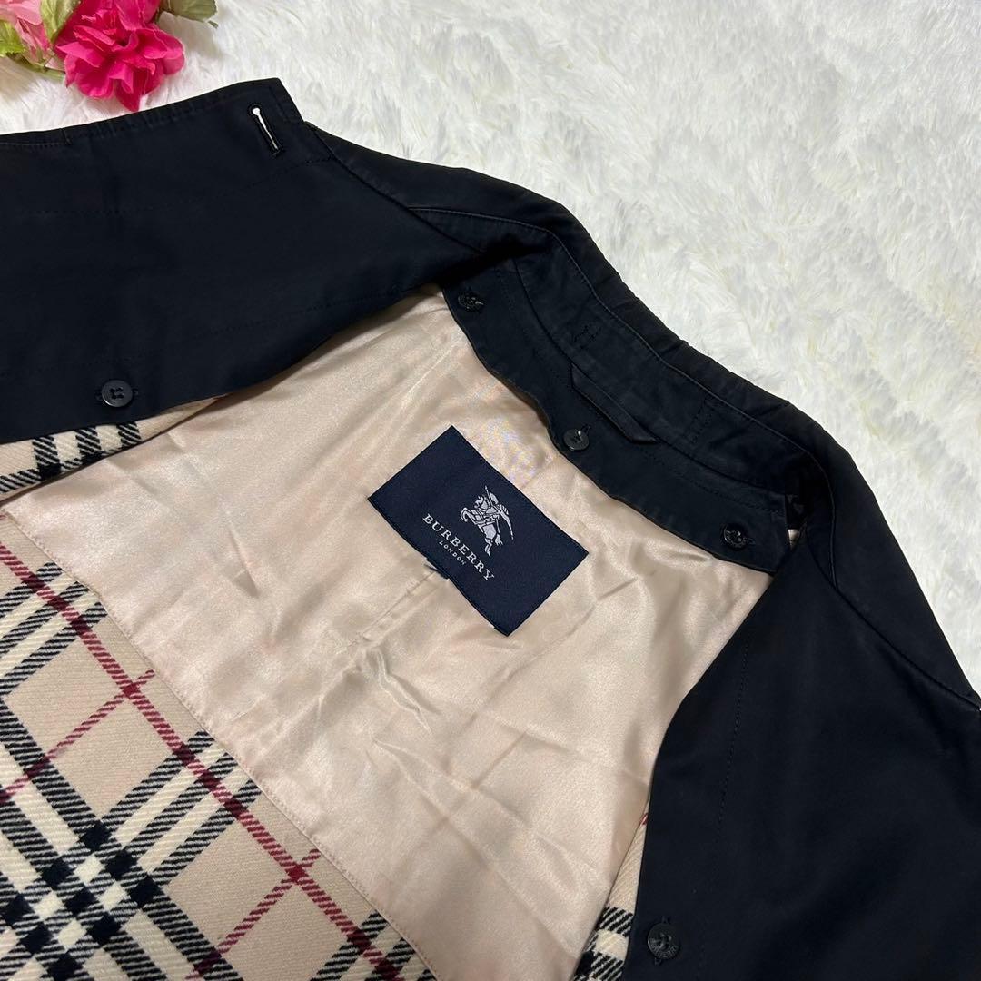 【美品/LL】バーバリー ロンドン ステンカラーコート ライナー付き 黒 ノバ