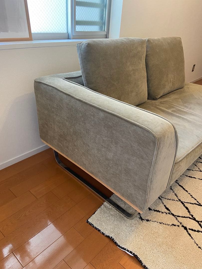 【最終値下げ】ファブリックコーデュロイカウチソファー　3人掛け