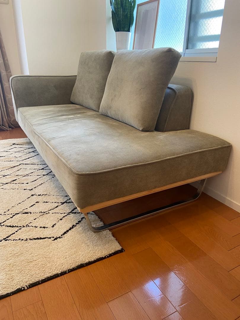 【最終値下げ】ファブリックコーデュロイカウチソファー　3人掛け