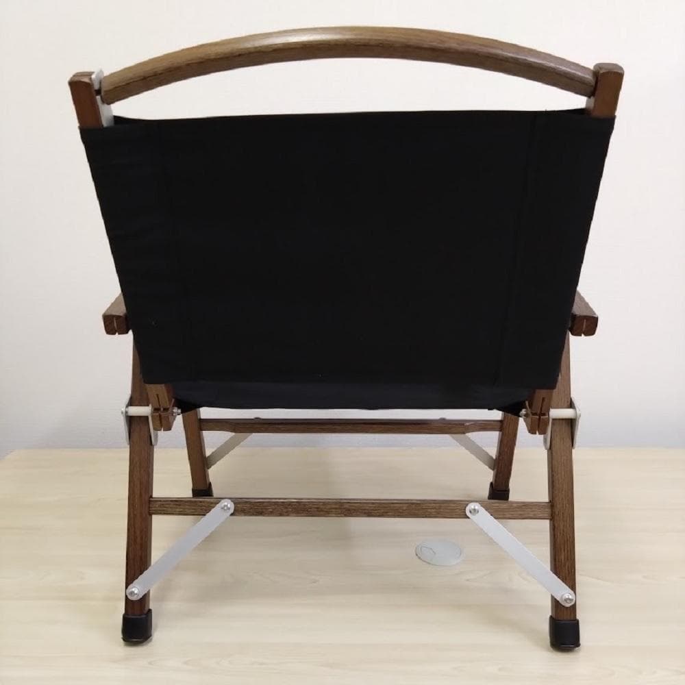 【未使用】アウトドアチェア ローチェア ウッドフレーム 黒 オーク材 2脚セット