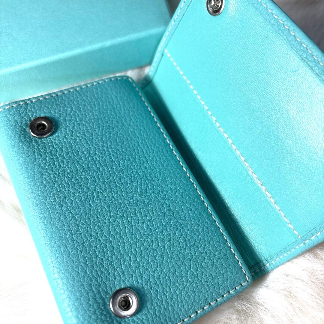 ✨美品✨ティファニー　TIFFANY＆CO　キーケース　レザー　ブルー　シボ革