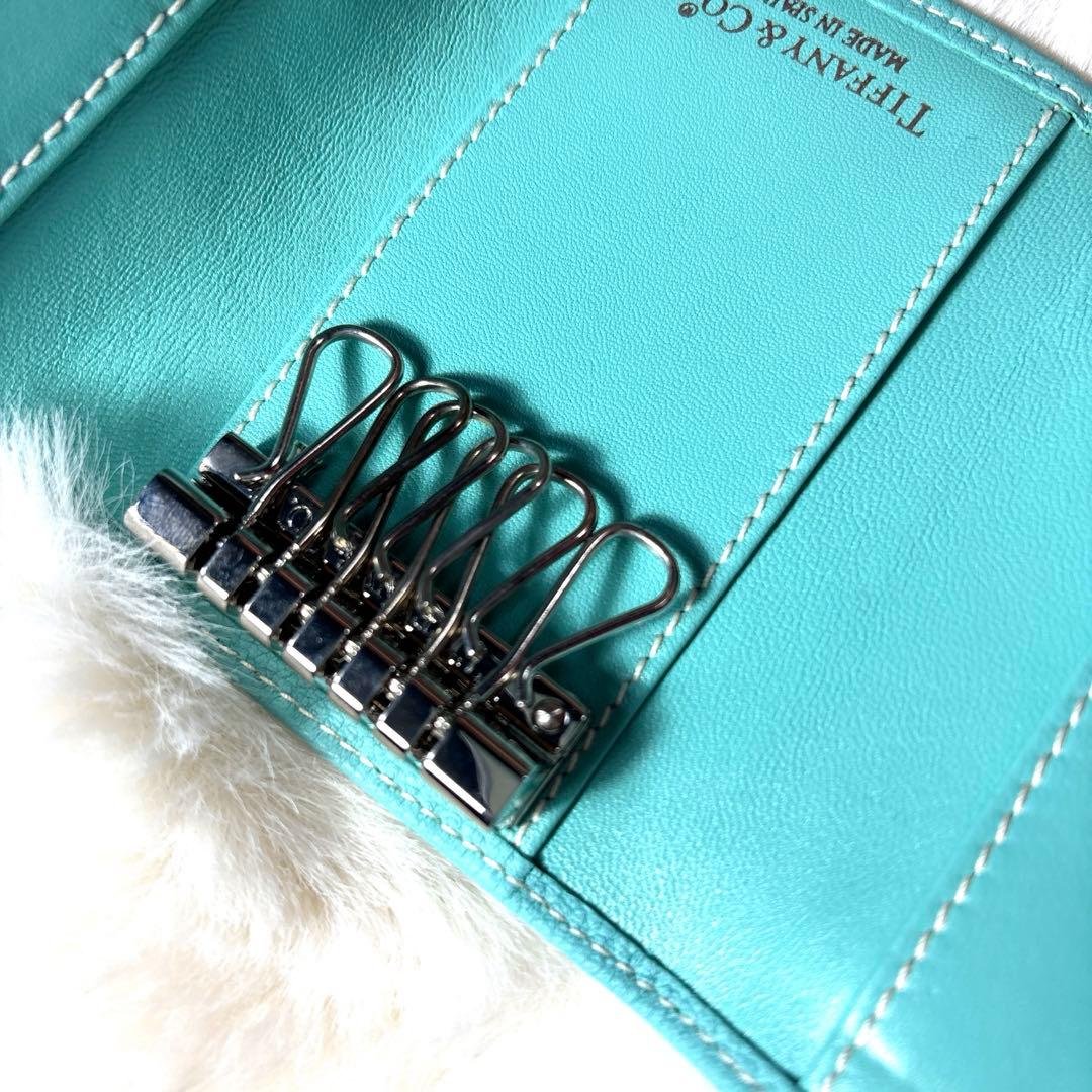 ✨美品✨ティファニー　TIFFANY＆CO　キーケース　レザー　ブルー　シボ革