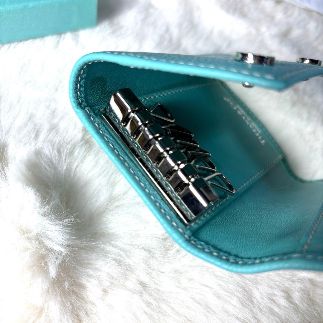 ✨美品✨ティファニー　TIFFANY＆CO　キーケース　レザー　ブルー　シボ革