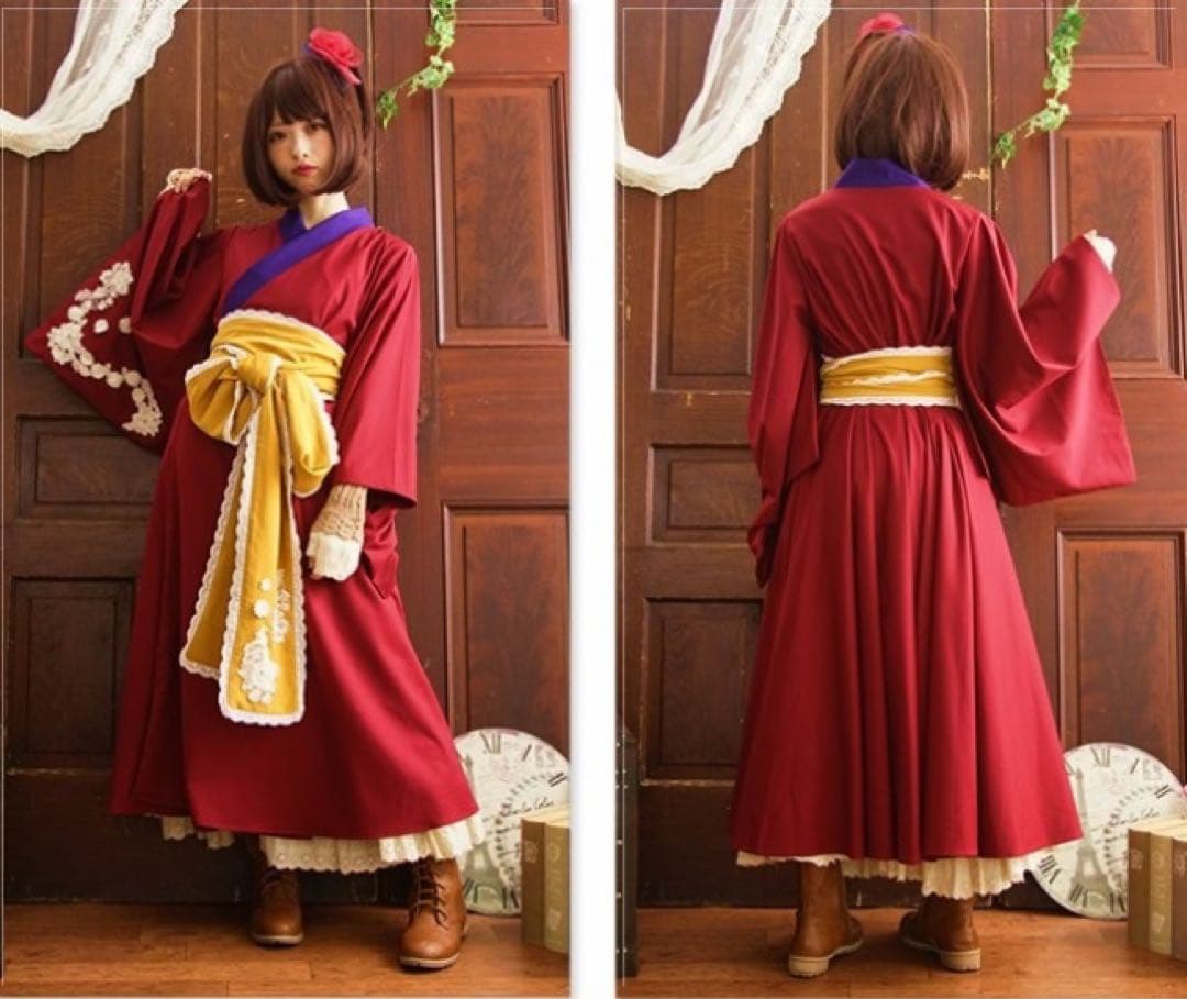 着物風レース帯ワンピース