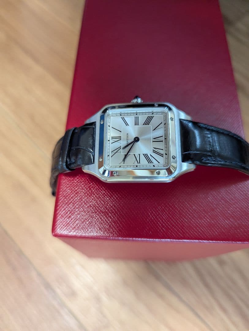 Cartier スクエア型時計サントスデュモンＬМ シルバー/ブラック