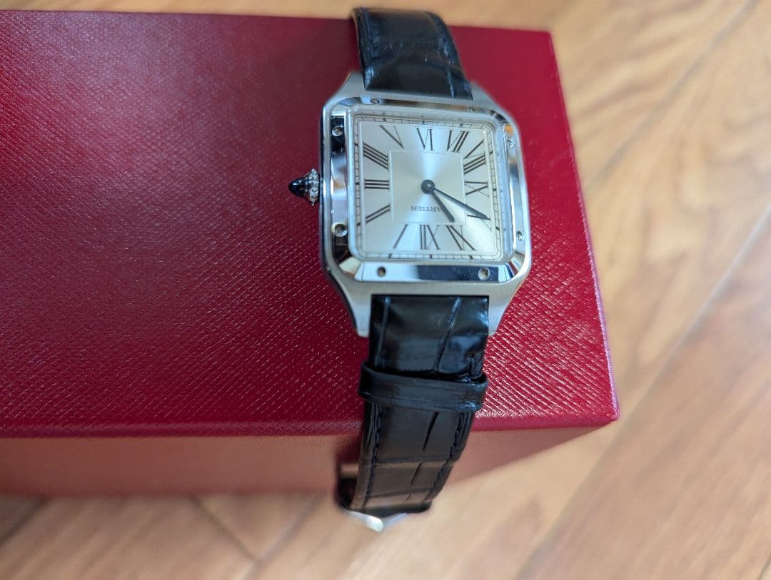 Cartier スクエア型時計サントスデュモンＬМ シルバー/ブラック