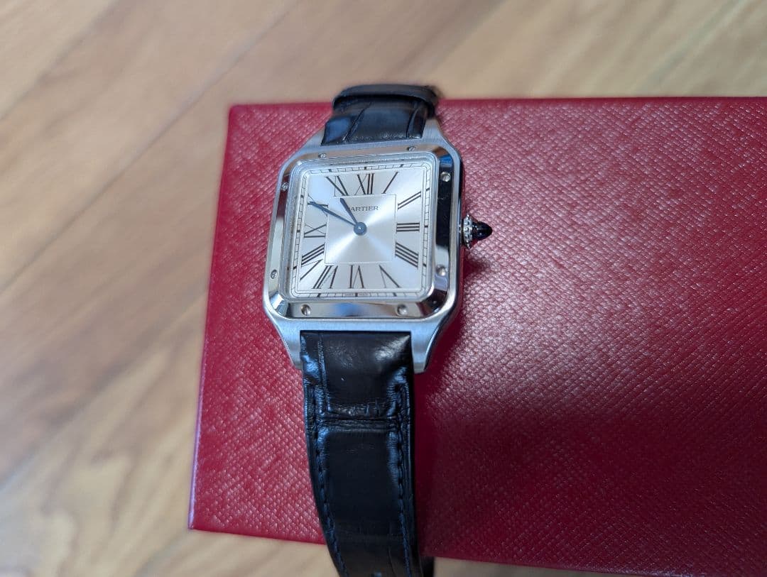 Cartier スクエア型時計サントスデュモンＬМ シルバー/ブラック