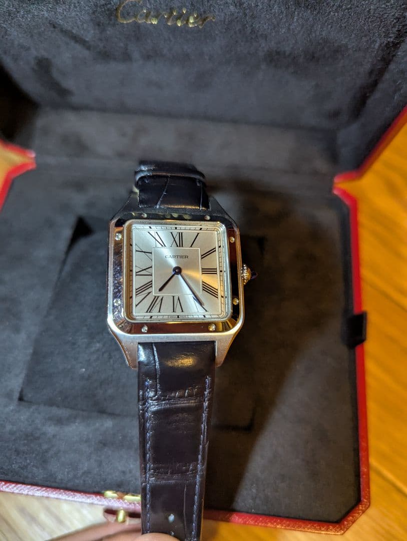 Cartier スクエア型時計サントスデュモンＬМ シルバー/ブラック