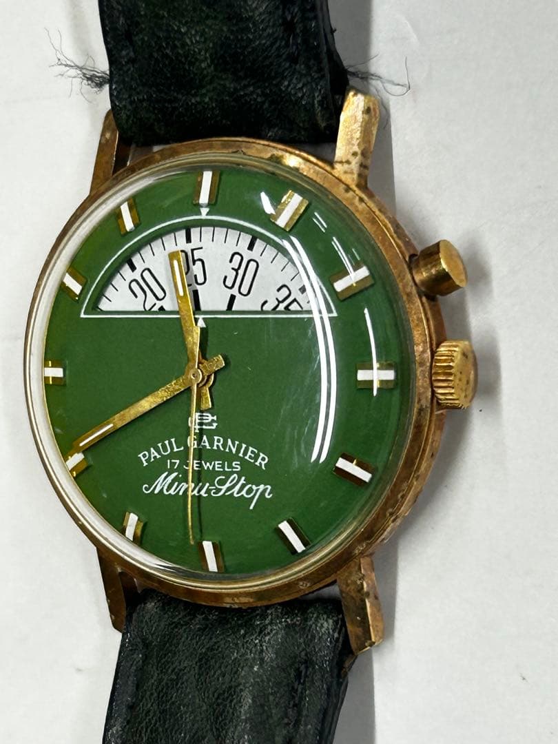 ポールガルニエ MinuStop 手巻き アンティーク グリーン
