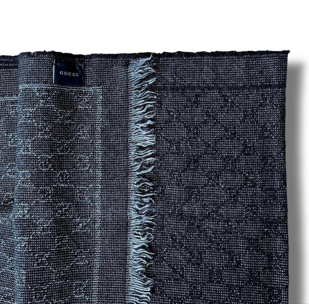 即購入⭕️ GUCCI GGマーク ロゴ ウール ストール マフラー ブラック系