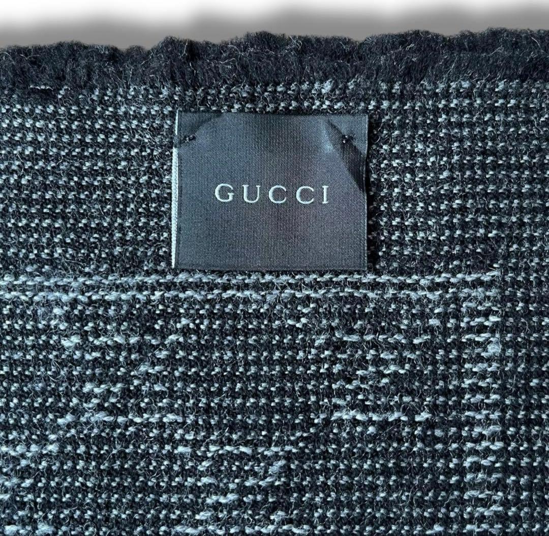 即購入⭕️ GUCCI GGマーク ロゴ ウール ストール マフラー ブラック系