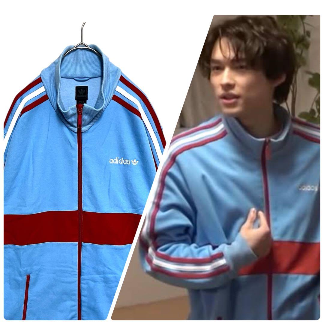 【松村北斗着用‼️】超レア adidas ロングトラックジャケット O 水色 古着