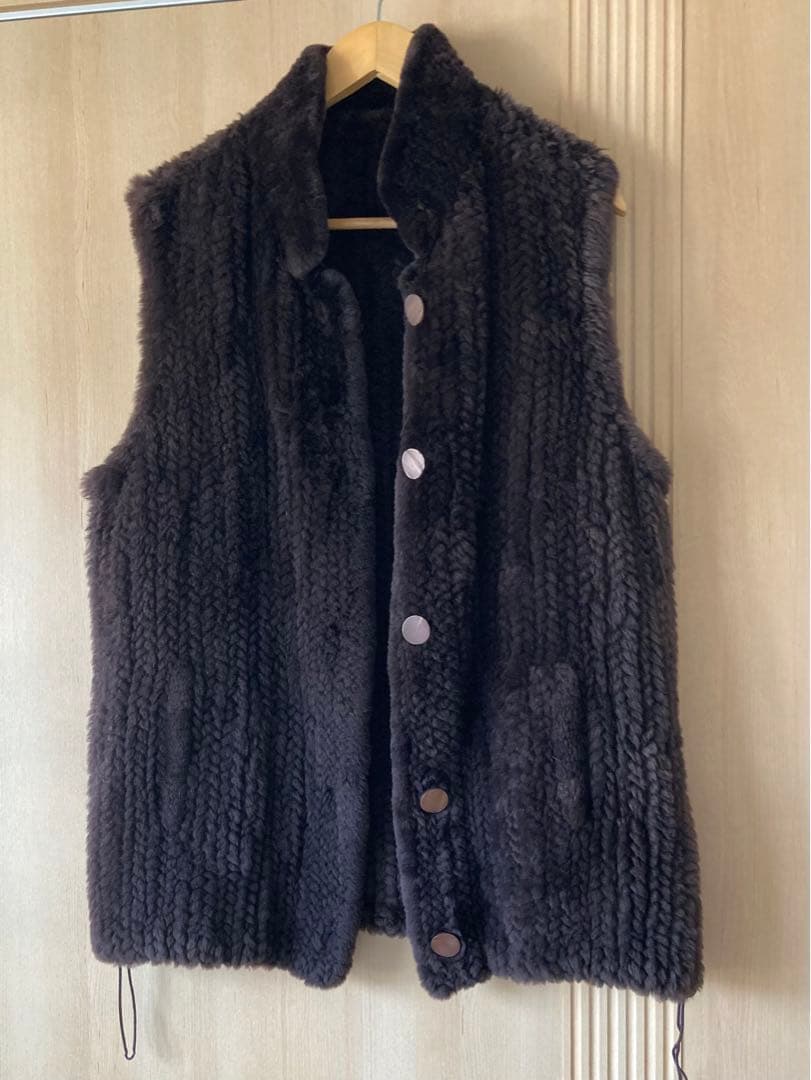 美品 ムーンバット ヌートリア　毛皮 ベスト　ジレ　ダークブラウン