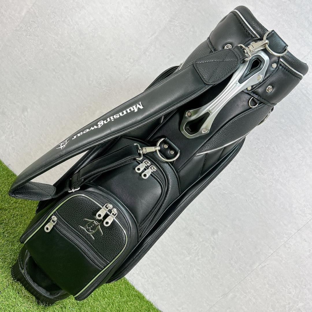 美品　マンシングウェア　キャディバッグ　キャスター　2輪　レザー調　ゴルフ　黒