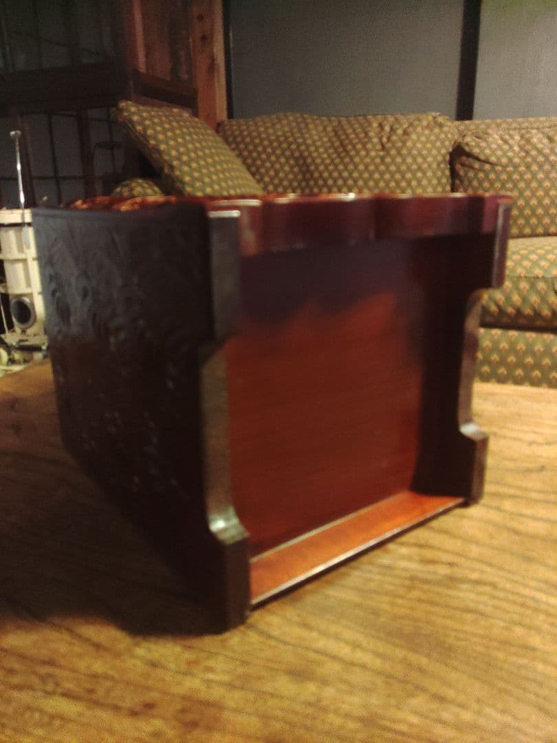 未使用　日光彫　軽井沢彫　小箪笥　引き出し　3段　伝統工芸　希少　デッドストック