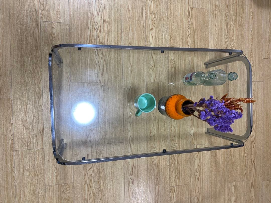 最終　スペースエイジ　ガラステーブル　メタル　モダン　ポストモダン　ヴィンテージ