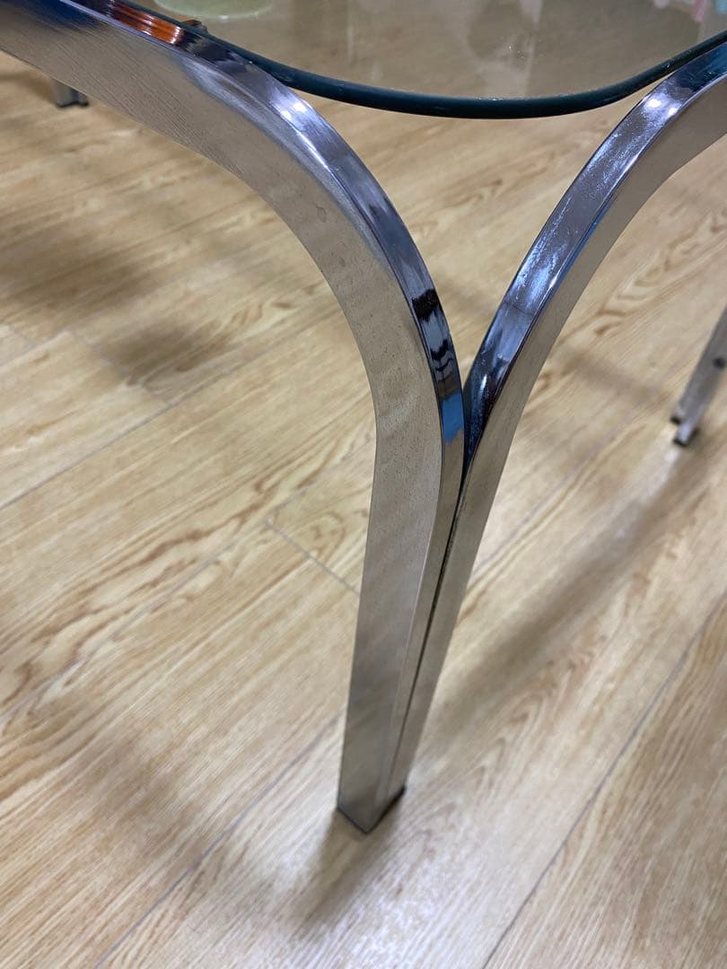 最終　スペースエイジ　ガラステーブル　メタル　モダン　ポストモダン　ヴィンテージ