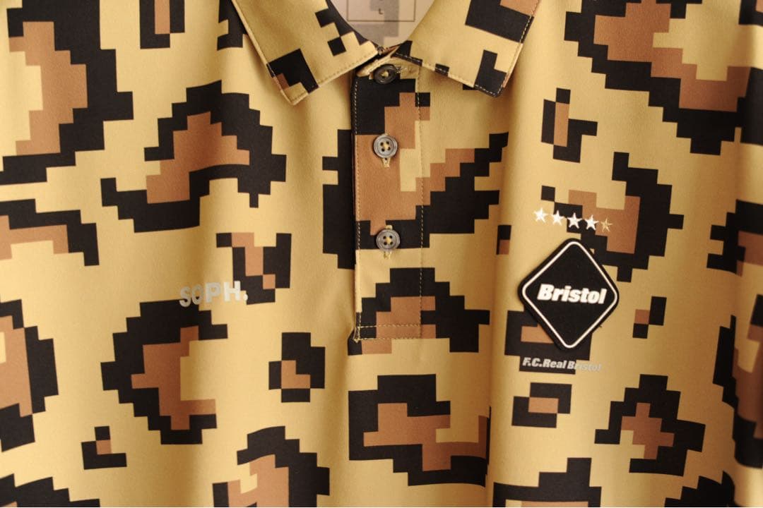 トップス 23SS FCRB WHOLE PATTERN POLO LEOPARD L