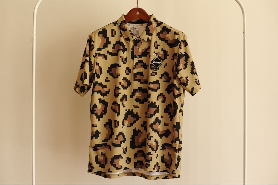 トップス 23SS FCRB WHOLE PATTERN POLO LEOPARD L