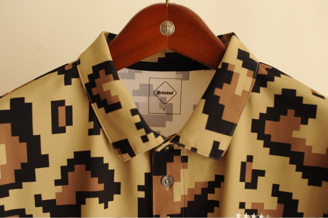 トップス 23SS FCRB WHOLE PATTERN POLO LEOPARD L