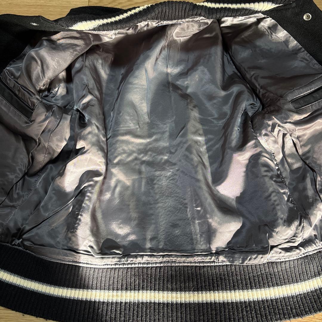 【BLUE BLUE】スタジャン/3★ブラック★メンズ★ウール★牛革