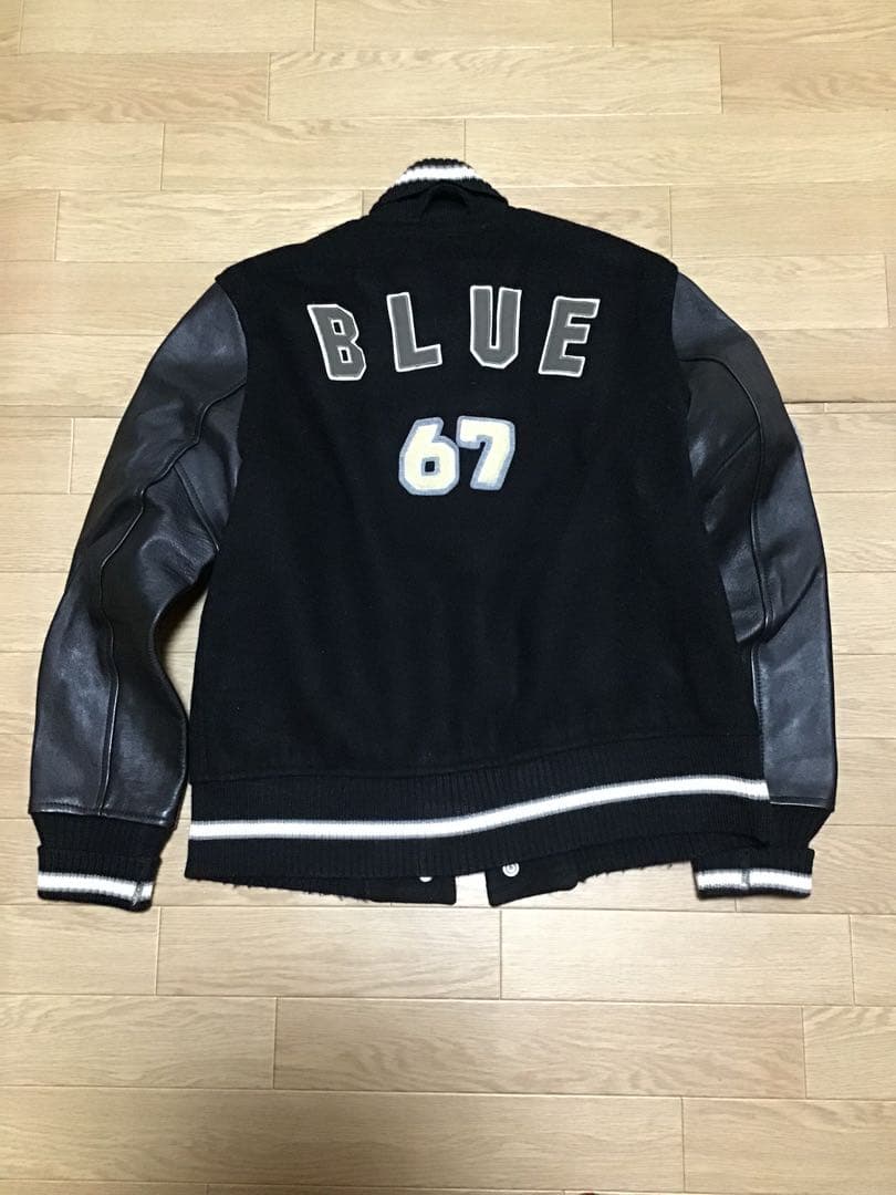 【BLUE BLUE】スタジャン/3★ブラック★メンズ★ウール★牛革