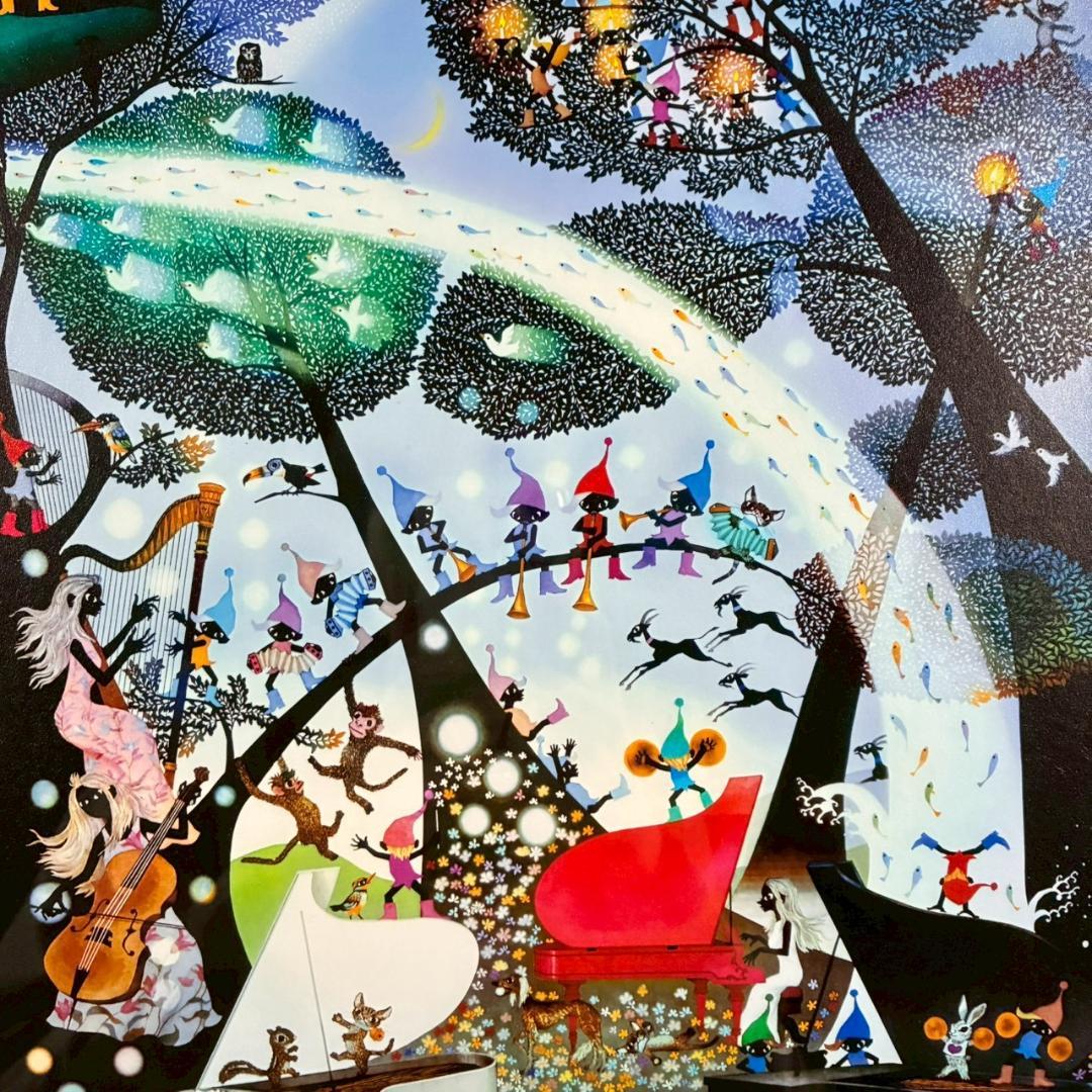 美品 藤城清治「こびとの楽園」レフグラフ 直筆サイン保証書有 影絵作家 メルヘン