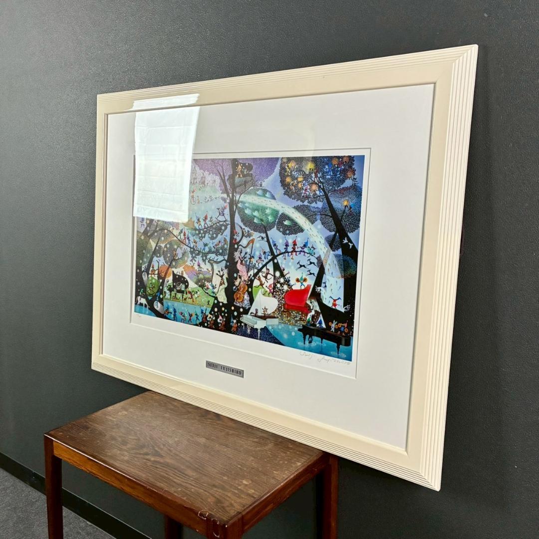 美品 藤城清治「こびとの楽園」レフグラフ 直筆サイン保証書有 影絵作家 メルヘン