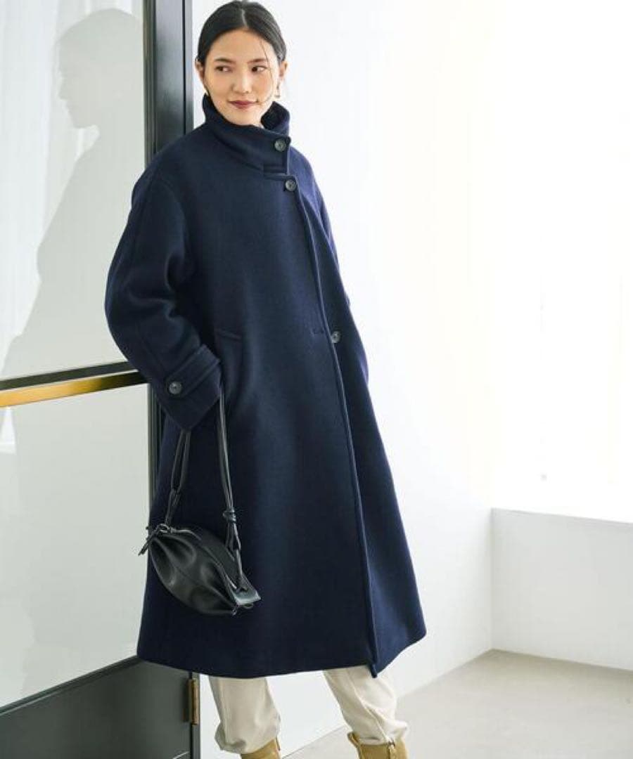 グリーンレーベルリラクシング　ソフトメルトンスタンドカラーコート　ウールコート