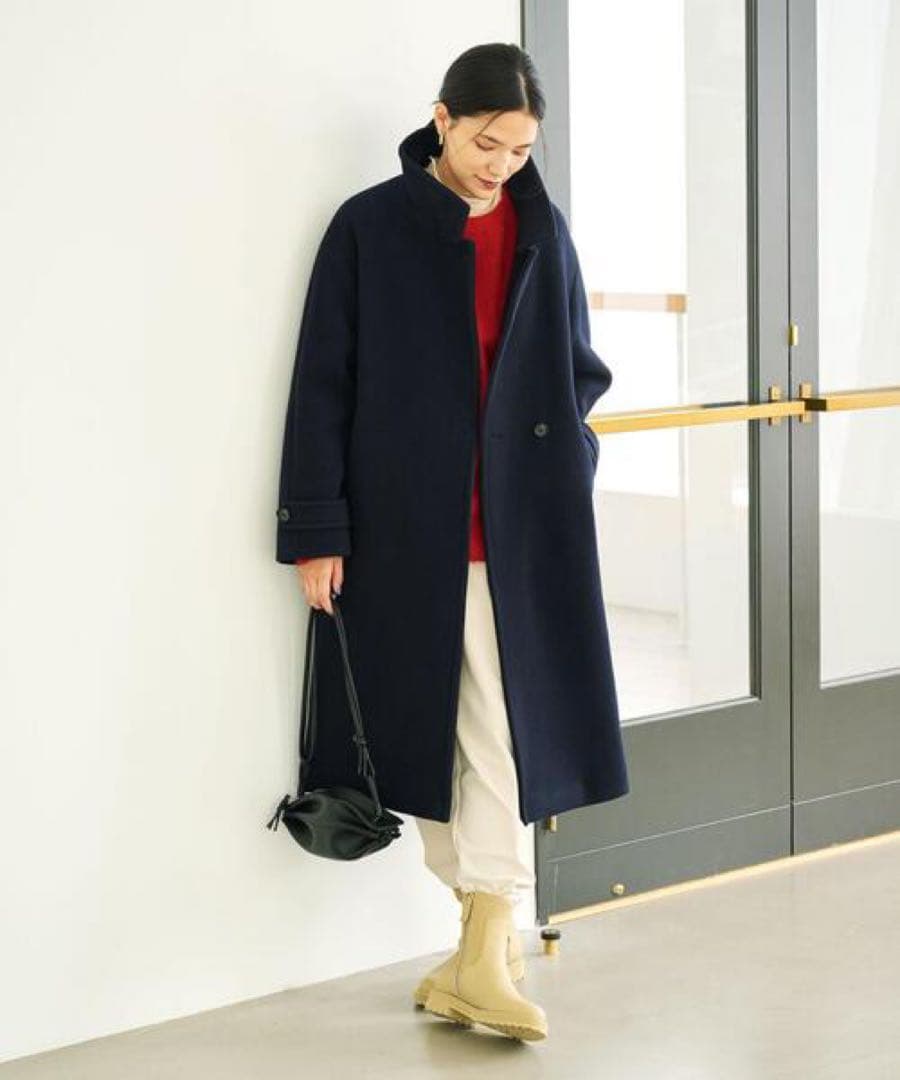 グリーンレーベルリラクシング　ソフトメルトンスタンドカラーコート　ウールコート