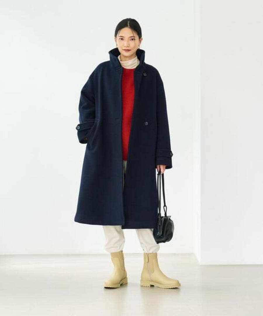 グリーンレーベルリラクシング　ソフトメルトンスタンドカラーコート　ウールコート