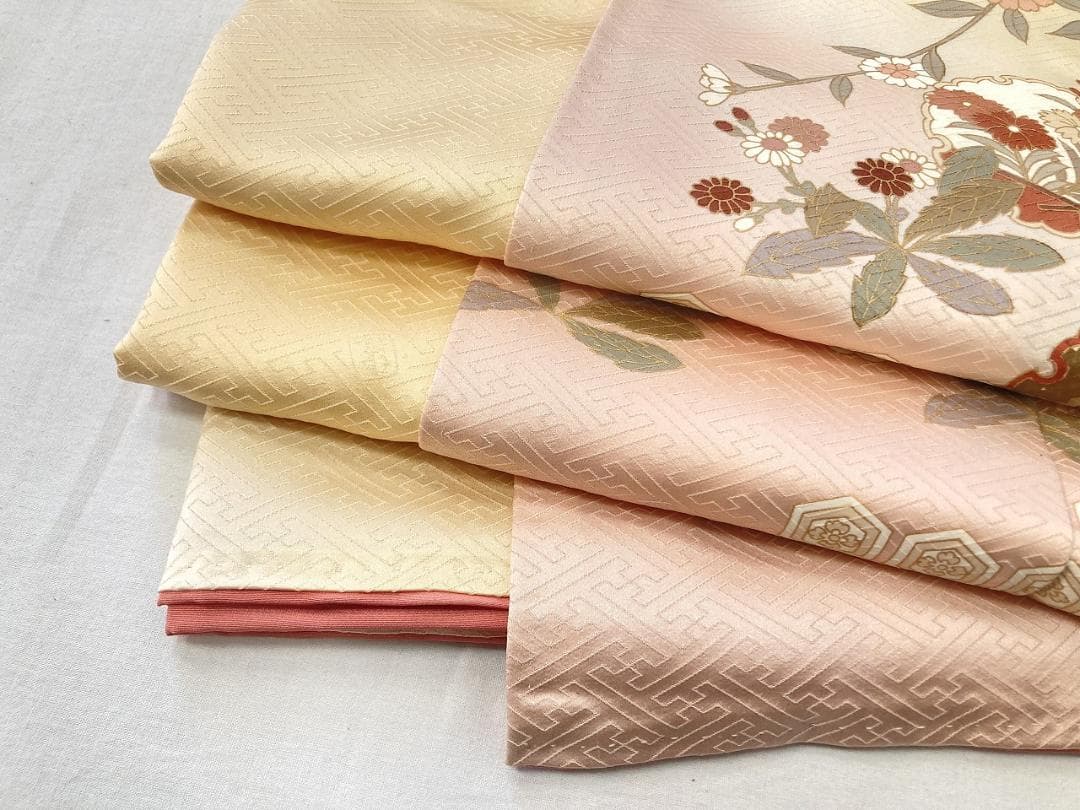 未使用 吾妻徳穂 吉澤の友禅 訪問着 袷 黄色 ピンク パステル 1405