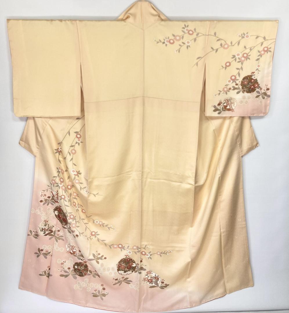 未使用 吾妻徳穂 吉澤の友禅 訪問着 袷 黄色 ピンク パステル 1405