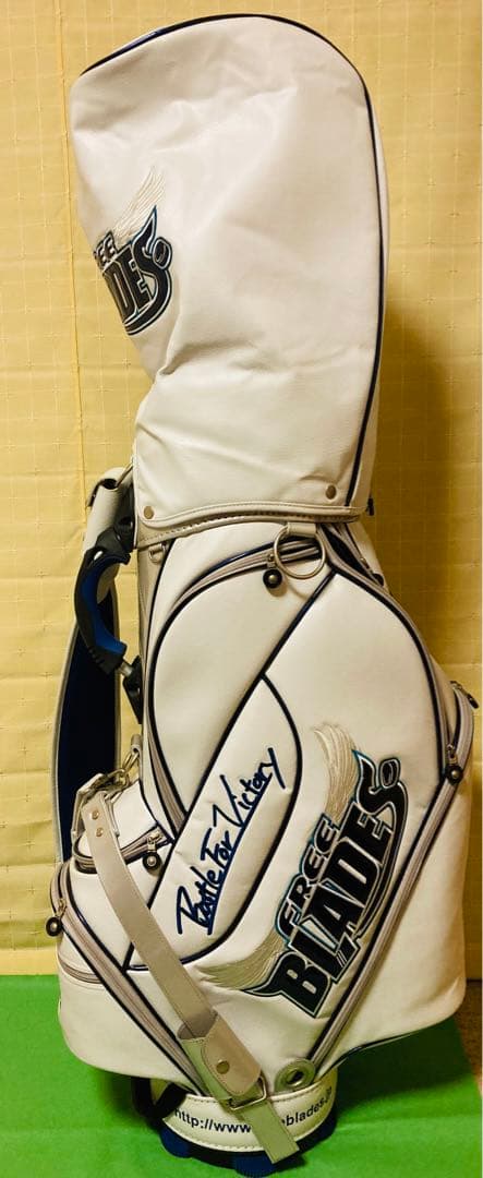 キャディバッグ　白　青　刺繍　ゴルフ　限定モデル　美品　送料込　非売品