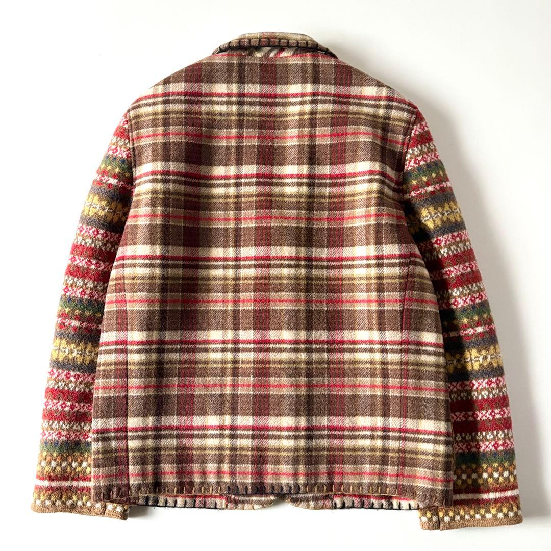 希少　ピンクハウス　ウール　ワッペン　フェアアイル柄　チェック柄　ジャケット
