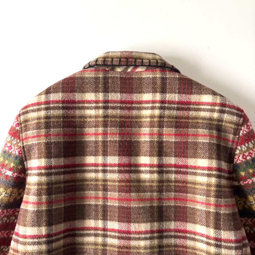 希少　ピンクハウス　ウール　ワッペン　フェアアイル柄　チェック柄　ジャケット