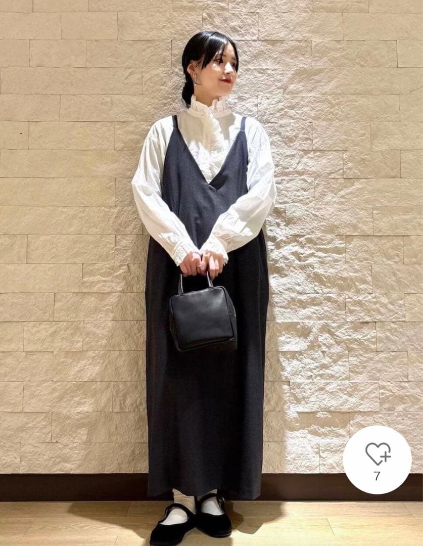 かぐれ　『2WAY仕様』ウールトロVネックワンピース　ブラック