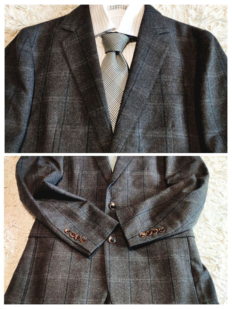 ポールスミス セットアップ スーツ ウール 英国製 格子柄 現行モデル