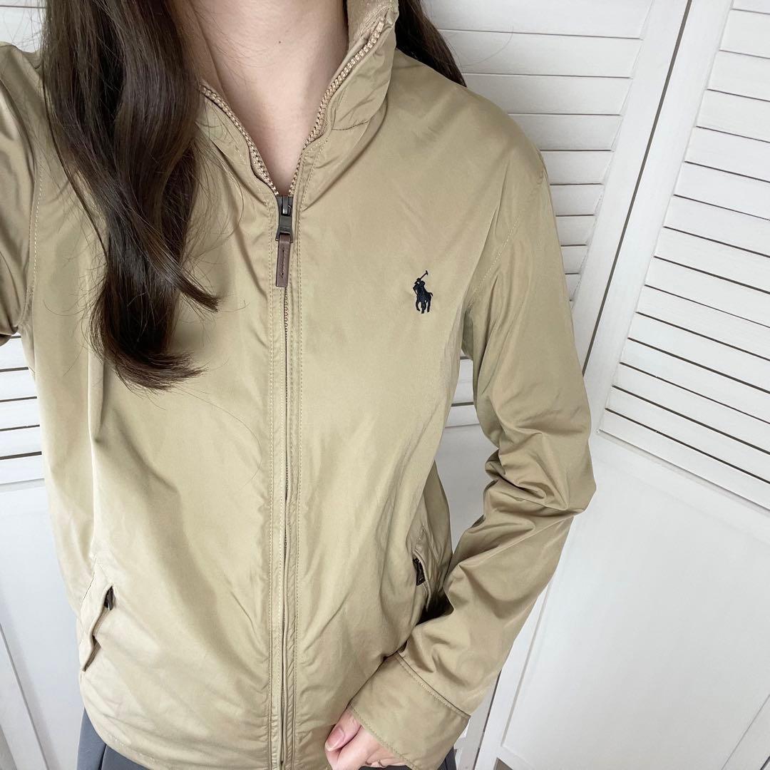 ポロラルフローレン ジップアップブルゾン ジャンパー ベージュ フード収納