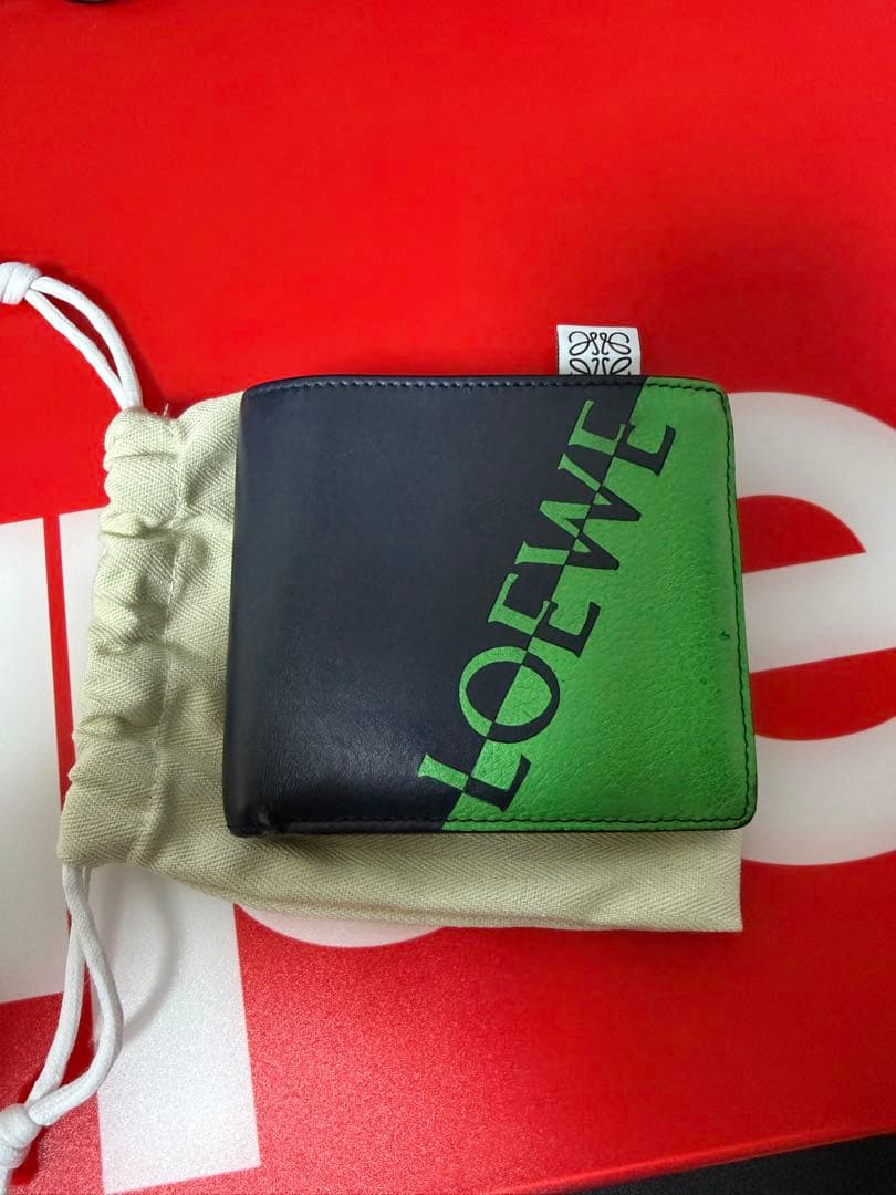 LOEWE ロエベ　二つ折り財布 グリーン/ネイビー