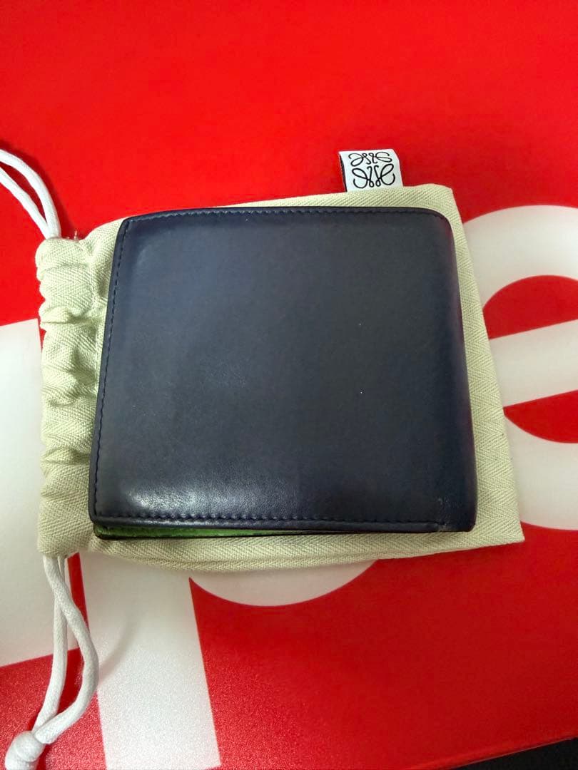 LOEWE ロエベ　二つ折り財布 グリーン/ネイビー