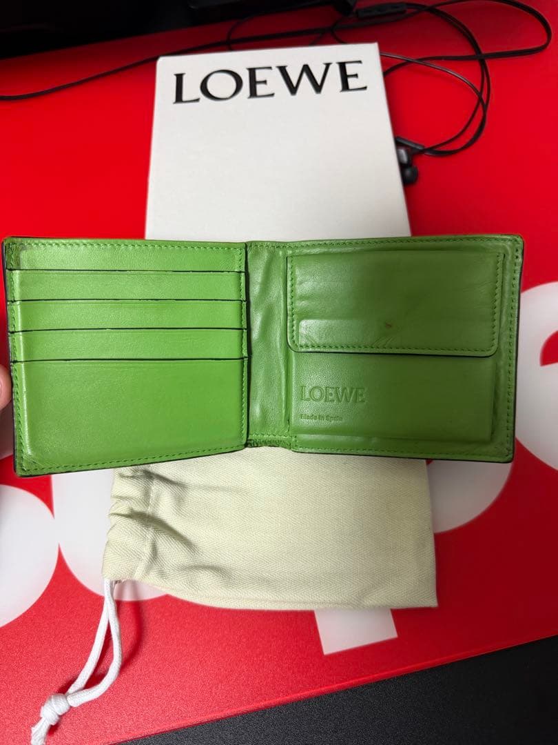 LOEWE ロエベ　二つ折り財布 グリーン/ネイビー