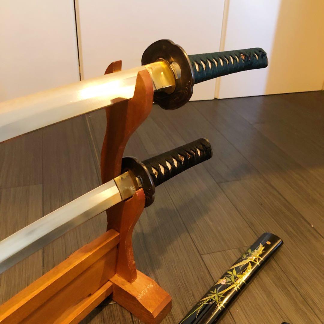 高級模造刀　高級居合刀　 土佐美術刀剣　大小セット　本研波刃　竹笹柄
