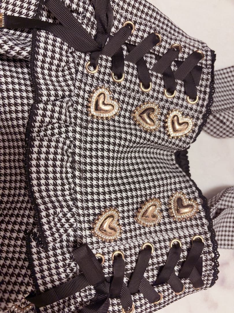 LIZLISA リズリサ はしごリボンツイードティアードスカパンチェック