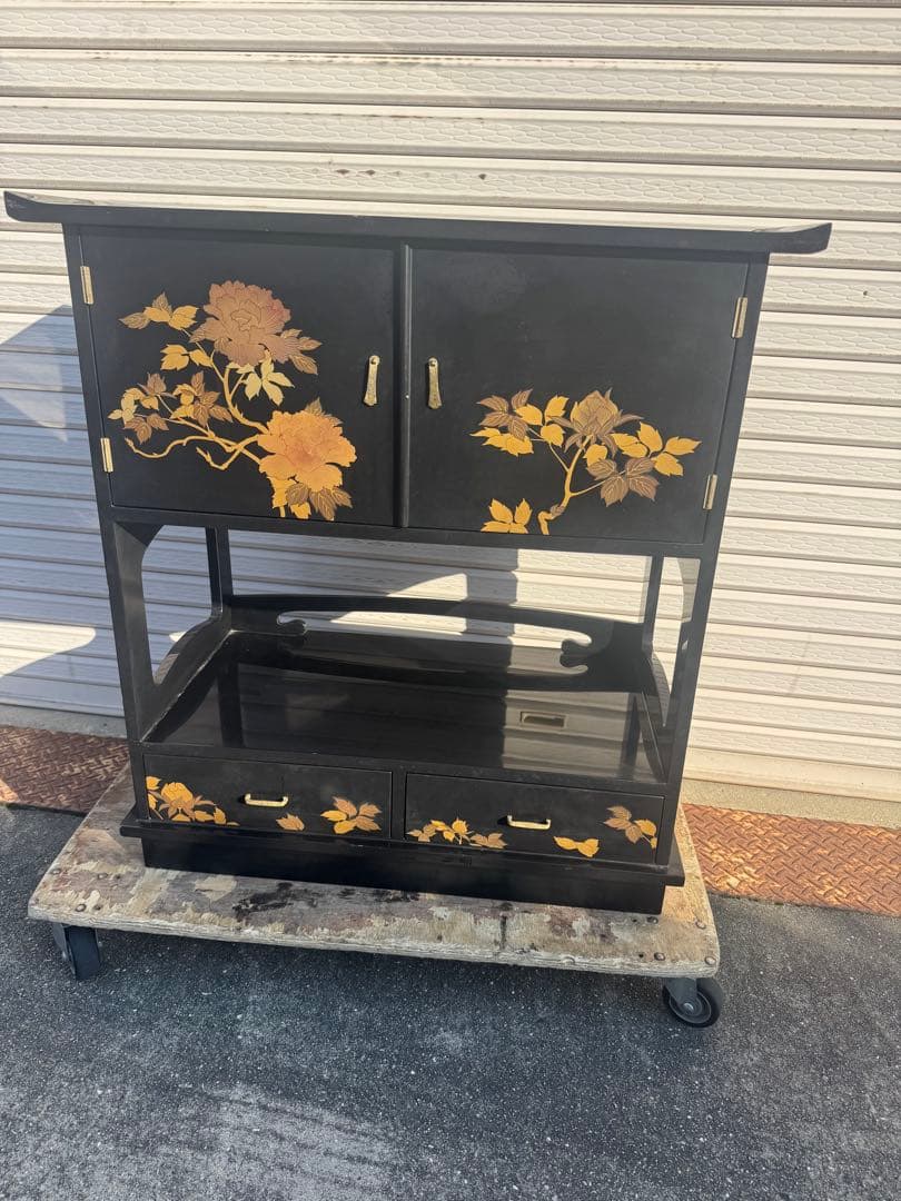 飾り棚 漆塗り 和家具 高級 茶棚 蒔絵 古民家 和風