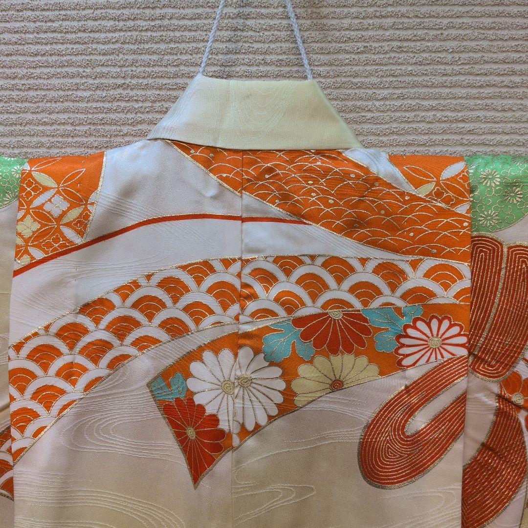 #SWG01.七五三女子７歳振袖飾帯小物付金駒刺繍御所車束ね熨斗吉祥花文金彩逸品